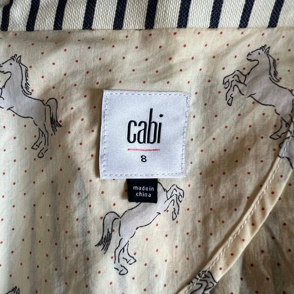 Cabi Women’s Striped Bell Sleeve Spring Summer Blazer White Navy Blue Size 8 - Picture 5 of 10